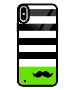 Black Mustache iPhone XS Glass Case