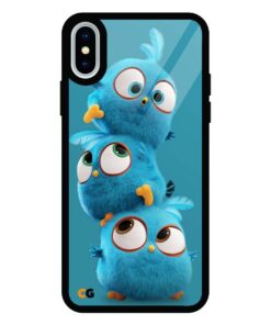 Blue Angry Bird iPhone XS Glass Back Cover