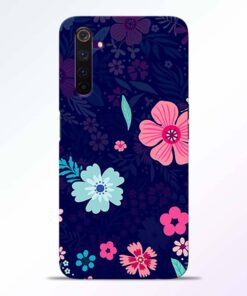 Blue Floral Realme 6 Back Cover