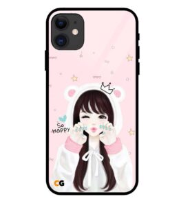 Cute Girl iPhone 11 Glass Cover