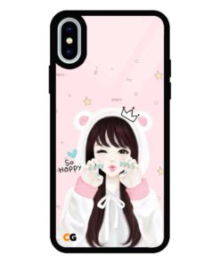 Cute Girl iPhone X Glass Cover