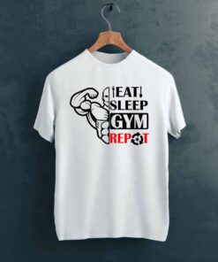 Eat Sleep Gym T shirt on Hanger