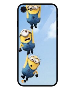 Hanging Three Minions iPhone 7 Glass Back Cover