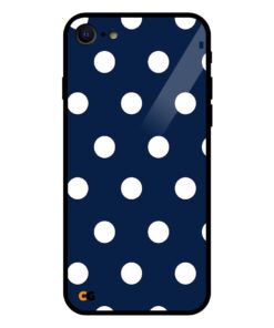 Navy Blue Polka Dot iPhone 7 Glass Case