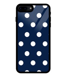 Navy Blue Polka Dot iPhone 8 Plus Glass Case